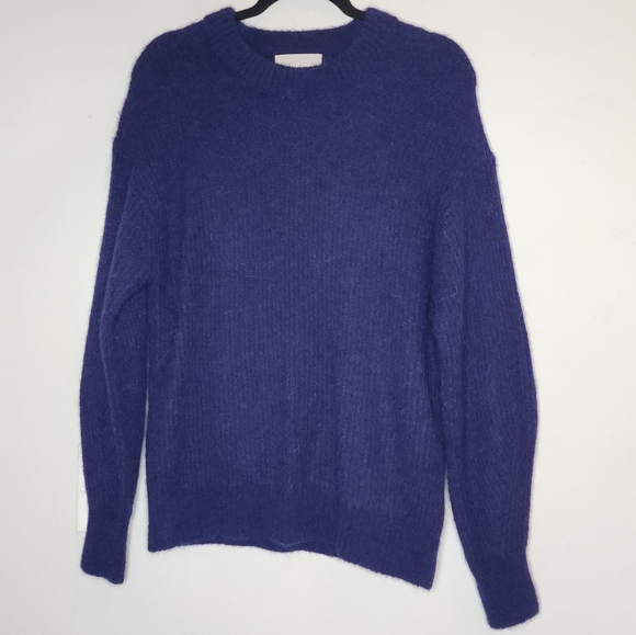 Everlane Alpaca Blend Blue Cacoon Crewneck Ribbed Sweater Size Small Relaxed - Picture 1 of 16